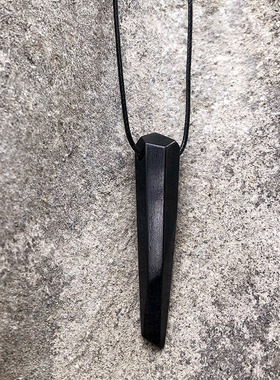 黑檀木原创多面体不规则长款吊坠