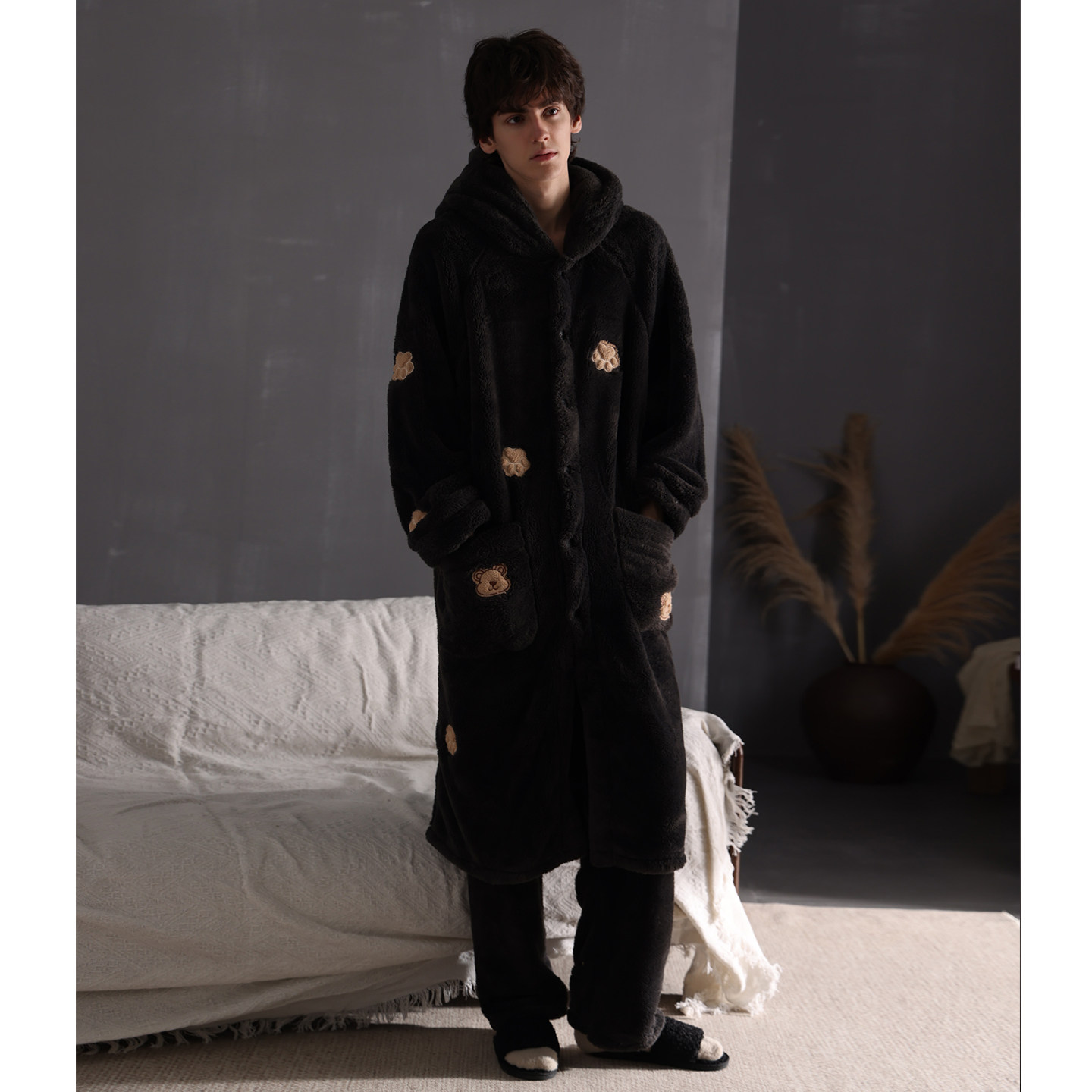 猫人珊瑚绒情侣睡衣女秋冬季加绒加厚睡袍2025新款连帽家居服套装,淘宝优惠券,粉丝福利购,淘宝优惠卷