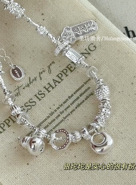 足银990百搭纯银上上签盘缠手链