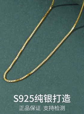 s925银项链女锁骨金色镀百搭