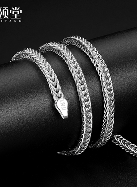 狐尾链S925纯银项链男女款锁骨链百搭毛衣链长款银链子简约素链