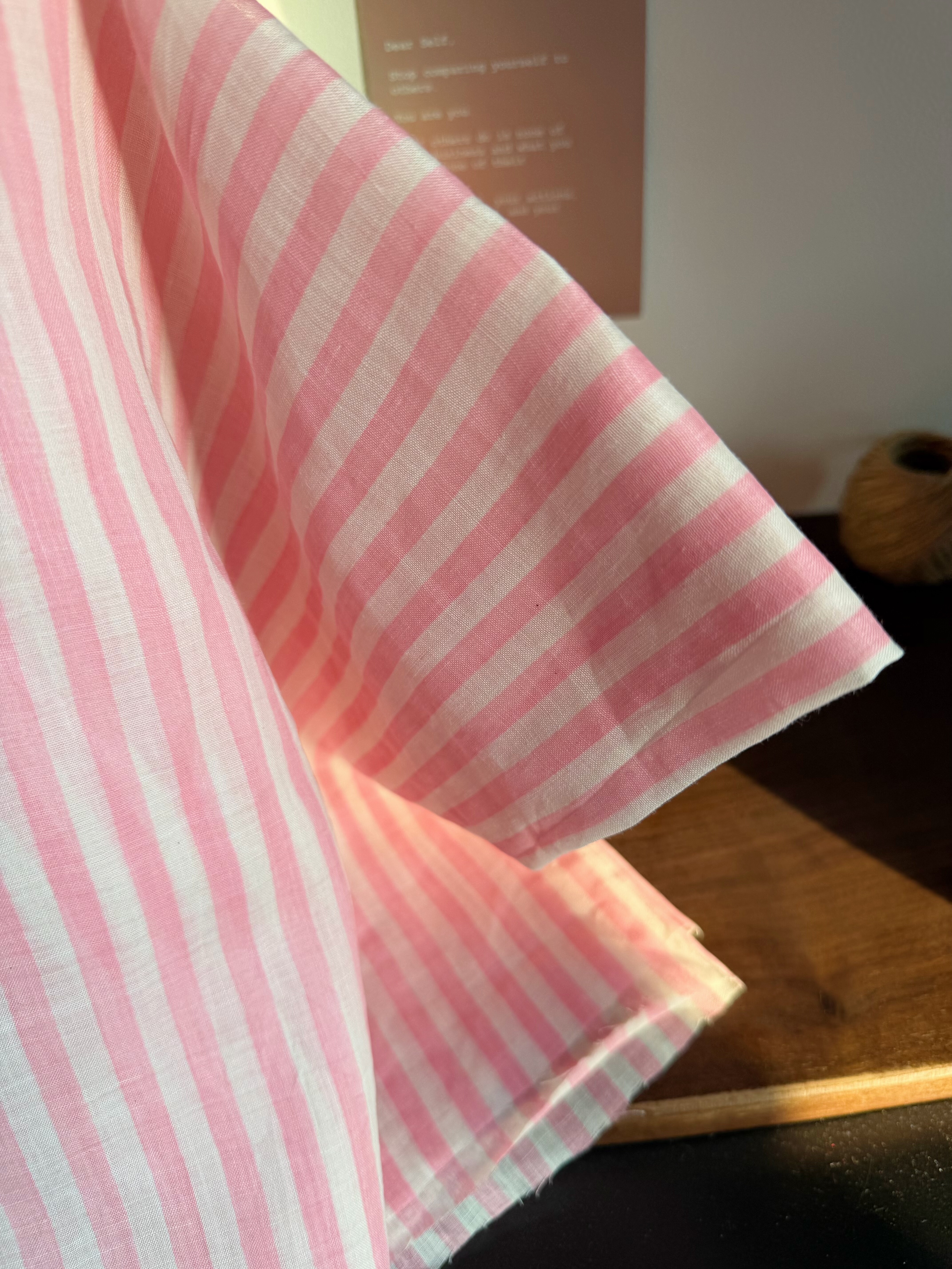 粉白条纹苎麻100支透的苎麻是面料布料宽度1.4米半米价格服装面料,淘宝优惠券,粉丝福利购,淘宝优惠卷