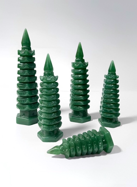 天然东陵玉石雕刻文昌塔摆件