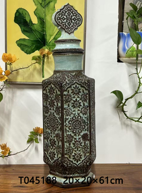 家居饰品花瓶花器陶瓷艺术复古做旧风格花瓶储物罐
