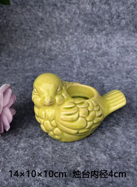 一木一陶小鸟烛台陶瓷摆件家居庭院装饰品创意礼品