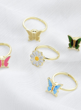 可旋转花朵蝴蝶戒指53