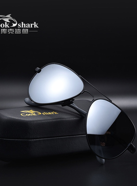 库克鲨鱼防紫外线变色蛤蟆镜男