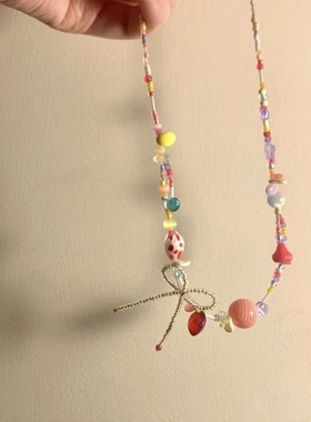 nah夏日草莓泡泡彩色串珠项链