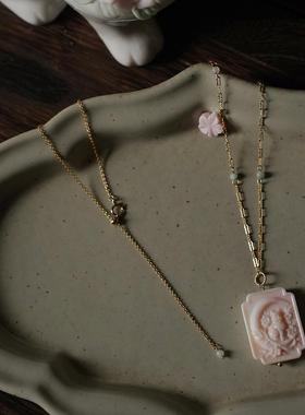 项链锁骨女皇贝花中精灵草莓晶