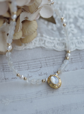 白蝶贝月光石珍珠项链锁骨链