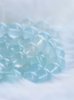 冰透蓝手串海蓝宝清新