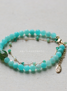 天然原矿天河石清新薄荷双层手链