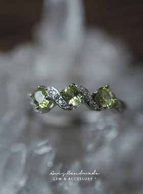 橄榄石日系简约8月诞生石戒指
