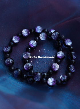 渐变紫琉璃星空夜光手串手链