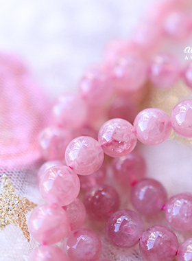 蔷薇天然马达加斯加粉晶单圈手串