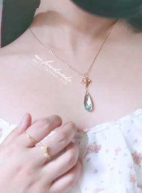 宝石水晶水晶14包金银镀金项链