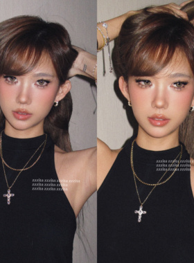 ZZZITA 亚裔日记·Cutie Cross～美式复古辣妹闪钻十字架项链套装