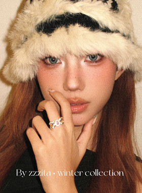 ZZZITA 甜心蝴蝶结～哑光银粉钻蝴蝶结戒指可爱甜美ins设计感指环