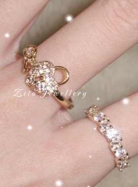 ZZZITA 爱神之锁·Lover’s lock～原创百搭闪钻小众爱心小锁戒指