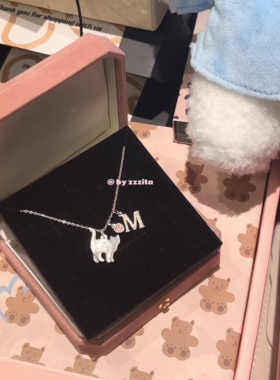ZZZITA 没猫不行～925纯银猫咪定制字母项链闪钻气质锁骨链送礼物