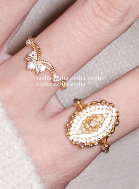 ZZZITA 冬日情诗• Winter Poetry～复古蕾丝闪钻蝴蝶结戒指指环