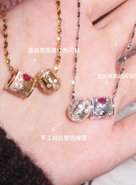 ZZZITA 幸运之轮•Scarlet Destiny～设计感百搭红色闪钻拉丝项链