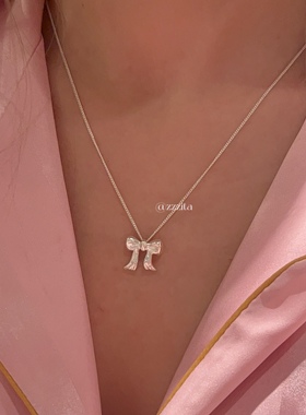蝴蝶结项链通体925纯银