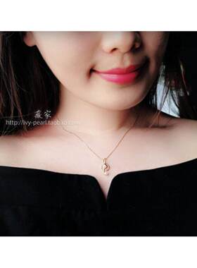 音符项链纯银镀黄金色小众 潮女日本Akoya海水珍珠锁骨链吊坠时尚