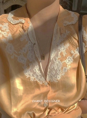 法国Louie Dans黑色方块四叶草项链 女24K金方牌吊坠锁骨链纯银潮