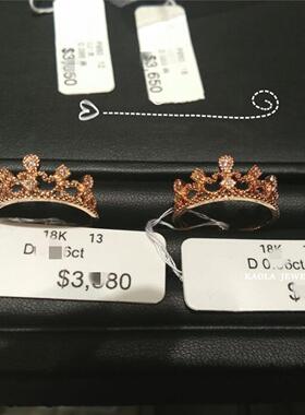 18K金A&A女王桂冠戒指女在逃公主玫瑰金皇冠纯银钻石婚戒彩金礼物