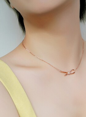 【玫瑰的故事】刘亦菲TFP玫瑰之名绳结项链 女纯银钻石锁骨链礼物