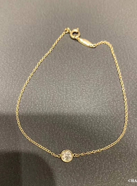 单钻海蓝宝泡泡手链 女轻奢小众18K金纯银蓝宝石手镯手环莫桑钻石