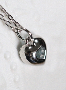 海蓝宝爱心项链 女纯银925蓝宝石吊坠心形锁骨链气质简约时尚日韩