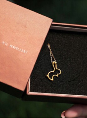 周先生18K金小跃兔项链 女纯银镀黄金色生肖兔子本命年兔年礼物潮