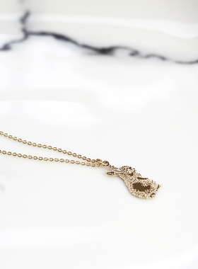 巴黎纯银18k金活泼风兔子锁骨链