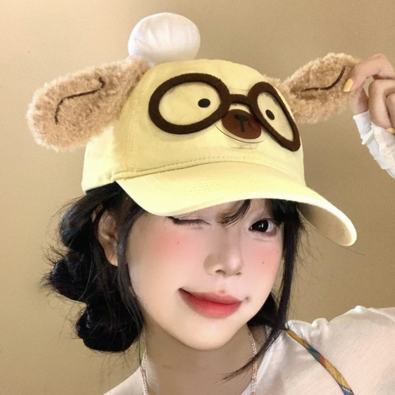 可爱小狗眼镜厨师帽棒球帽卡通鸭舌帽网红卡通防晒遮阳户外大头围,淘宝优惠券,粉丝福利购,淘宝优惠卷