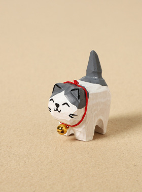 手工木雕小猫咪汽车钥匙