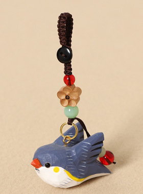 手工木雕展翅飞翔小鸟汽
