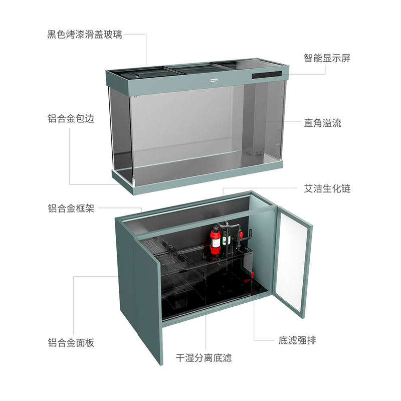 仟湖鱼有爱悦己系列家居鱼缸客厅大型落地缸带底柜龙鱼缸超白玻璃