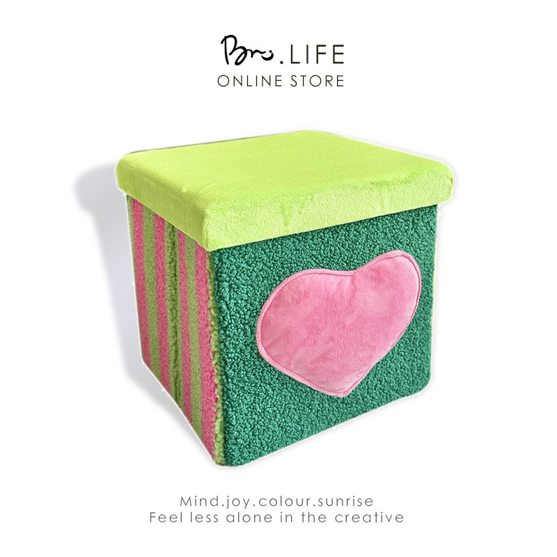 怦怦爱心可爱卡通收纳凳子家用门口换鞋凳客厅沙发边几储物盒子,淘宝优惠券,粉丝福利购,淘宝优惠卷