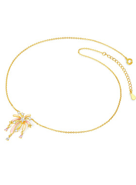 925纯银荧光珐琅烟花项链