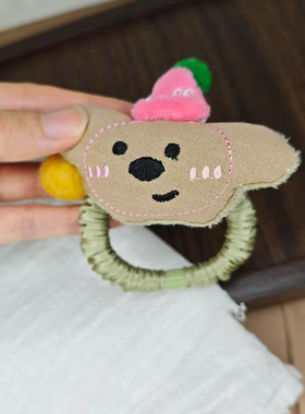 原创可爱玩偶小熊发绳黄色羊毛毡球球发圈大肠发圈少女扎丸子头
