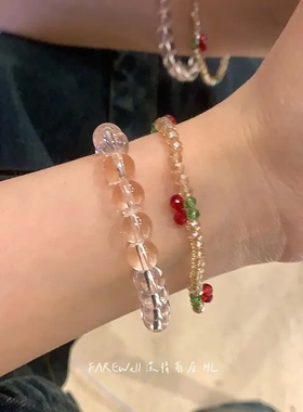 2025粉色多巴胺樱桃夏天女生手链ins小众设计手串女款送闺蜜