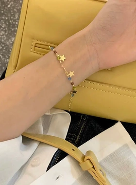 夏日清凉配饰彩色串珠星星手链女生ins风小众设计感学生简约手饰