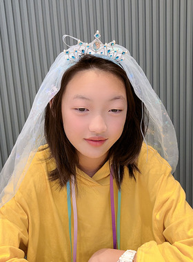 公主蓝色皇冠女孩超仙冰雪发箍