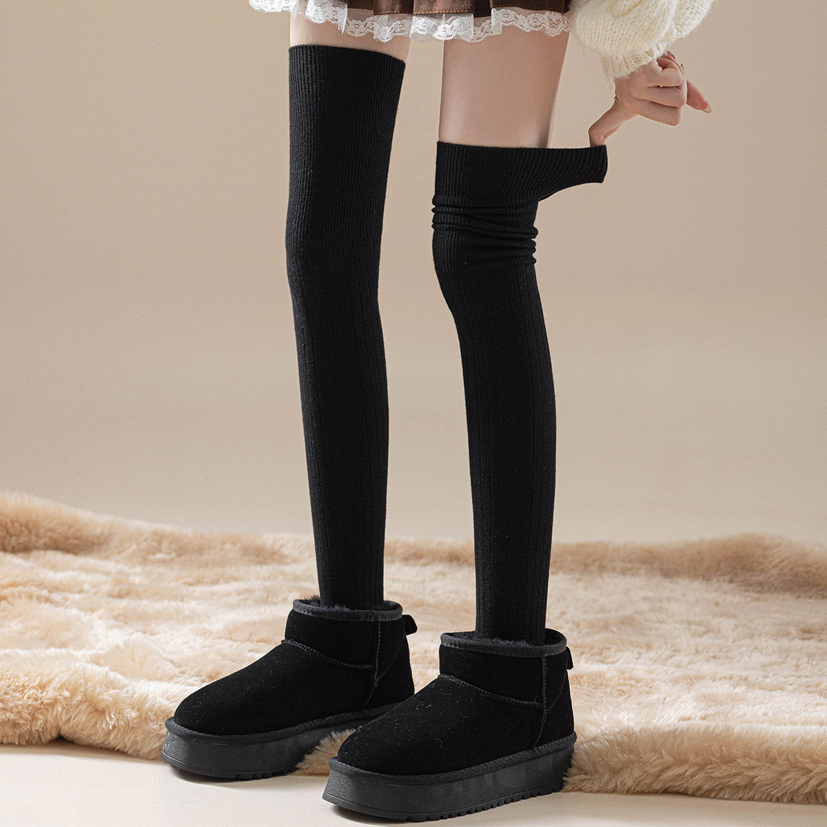 桑蚕丝羊绒长筒袜子女冬季生姜发热保暖加厚长堆堆袜过膝袜jk女袜,淘宝优惠券,粉丝福利购,淘宝优惠卷