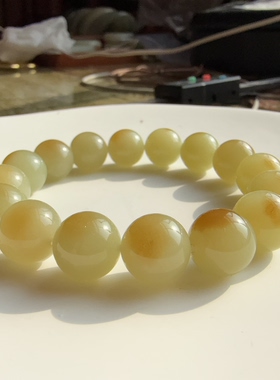 新疆和田玉糖黄口卡12mm手串百搭款细腻油润送礼自留推荐男女款