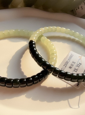 新疆和田玉直切AB款青玉搭配白晴百搭款6mm时尚大方送礼推荐