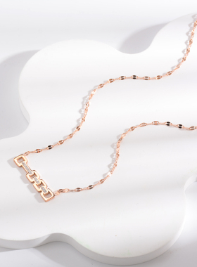 气质爆款个性时尚镂空镶钻长条项链钛钢潮流锁骨链女款饰品百搭