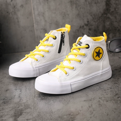 Детская высокая тканевая повседневная обувь для мальчиков, весенние кроссовки, осенняя